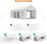 HobbyField 13x25ft Heavy Duty Carport with 6 Doors 4 Windows Portable Garage for 2 Cars Reinforced Steel Frame & UV Resistant PE Tarp All Weather Shelter for Trucks Boats ATVs HobbyField