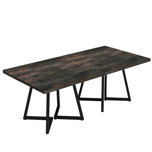 Tribesigns Square Dining Table Set of 4, 31.5" Farmhouse Dinner Table with Metal Base, Wood Kitchen Table for Dining Room, Small Space, Apartment, Rustic Brown & Black Tribesigns