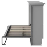 Merax Twin Size Murphy Bed Chest, Storage Cabinet Bed Frame can be Folded into a Cabinets, Metal Hideaway Bedframe with Wood Slat Support for Kids Bedroom & Guest Room,Easy Assembly Furniture, Grey Merax