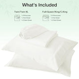 Love's cabin 4 Piece Full Size Sheet Set, Cooling Sheets, 100% Rayon Derived from Bamboo, Breathable & Soft Full Size Bed Set, Deep Pocket Up to 16", Hotel Luxury Silky Bedding Sheets, White Love's cabin