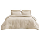 Bedsure King Size Comforter Set - 7 Pieces Light Beige King Bedding Set for All Seasons, Boho Contrasting Design Bed in a Bag with Comforter, Sheets, Pillowcases & Shams Bedsure
