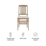 Linon Keira Wooden Folding Chair Upholstered Seat and Mission Back Set of 2, Dining Height, Rustic Natural & Beige Linon