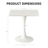 Hansweld Square Dining Table, 31.5" Tulip Table with Thickened Tabletop & Metal Pedestal, Mid Century Modern Bistro Table for Kitchen, Small Places, Living Room, Cafe (White) Hansweld