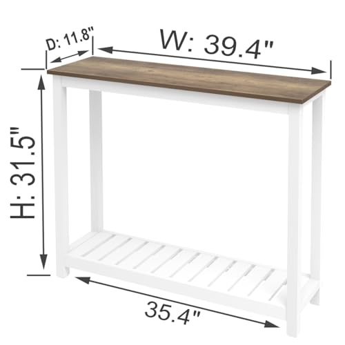 FOLUBAN Farmhouse Sofa Table, Rustic Vintage Console Table for Entryway, Living Room, Hallway, White - WoodArtSupply