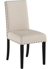 Roundhill Furniture Biony Tan Fabric Dining Chairs with Nailhead Trim, Set of 2, Brown, Tan Roundhill Furniture