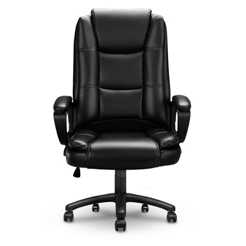 OFIKA Home Office Chair, 400LBS Big and Tall Computer Chair Heavy Duty Design, Ergonomic High Back Cushion Lumbar Back Support, Adjustable Executive Leather with Armrest OFIKA