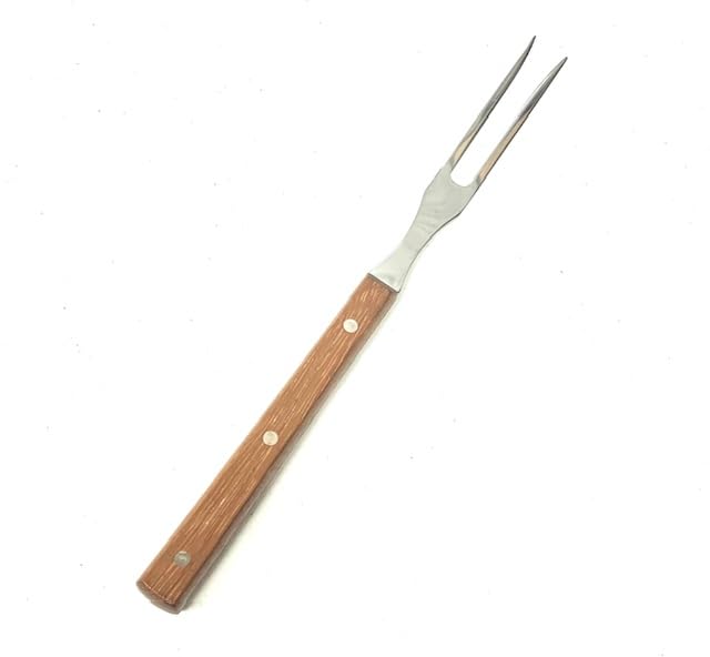 BBQ Grill Meat Fork, 13 inches Stainless Steel Cooking Fork with Wood Handle BBQ Fork Meat Fork Carving Fork GKGen
