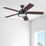 Prominence Home Potomac, 52 Inch Industrial Style Smart Ceiling Fan with Light, Remote Control, Dual Finish Blades, Compatible with Alexa and Google Assistant - 51639-01 (Matte Black) Prominence Home