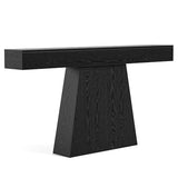 LITTLE TREE 63" Entryway Table, Modern Black Wooden Console Table with Trapezoidal Base for Living Room, Entrance, Hallway, Foyer, Behind the Couch LITTLE TREE