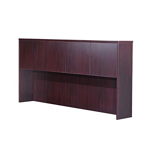 Boss Office Products Belarus Executive U-Shape Curved Bow Desk with Hutch and File Storage Pedestal, 71", Mahogany Boss Office Products