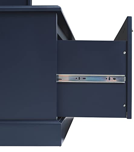 Crosley Furniture Ellison Hall Tree with Storage Bench and Coat Rack Hooks for Hanging, Navy Crosley Furniture