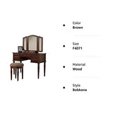 Bobkona F4071 St. Croix Collection Vanity Set with Stool, Cherry Poundex