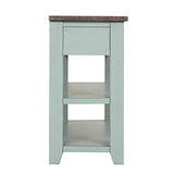 Knocbel Wood Console Table with 3 Drawers and 2 Shelves, Vintage Sofa Tables with Solid Pine Frame and 4 Legs for Entryway Hallway Living Room, 48.82" W x 15.75" D x 30" H, Retro Blue&Brown Top Knocbel