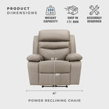 Lexicon Recliner Chair Living Room Leather Match Reclining Sofa Chair, Home Theater Seating, Wall Hugger Recliner, Power Recliner Sofa Chair for Living Room/Office/Apartment, Latte