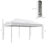 Outsunny 10' x 20' Pop Up Canopy Tent, Instant Sun Shelter with 3-Level Adjustable Height, Easy up Outdoor Tent for Parties with Wheeled Carry Bag for Garden, Patio, White Outsunny