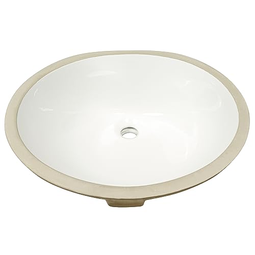 MSI 17 inch x 14 inch Oval Porcelain Ceramic Undermount Bathroom Vanity Vessel Sink, White MSI