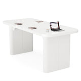 Tribesigns 5 ft Conference Table, Modern Rectangular Meeting Seminar Table with Double Pedestal, 62-Inch Large Boardroom Table for Office (White) Tribesigns