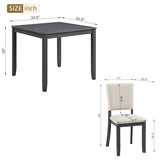 JIJIWANG Modern 4 Person Dining Table Set with 4 Chairs, Dining Table Set for 4 People, 5-Piece Wooden Dining Table Sets for Living Room, Kitchen and Dining Room, Antique Black + Beige JIJIWANG