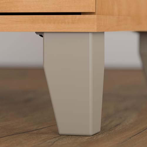 Bush Home Somerset 72W 3 Position Sit to Stand L Shaped Desk with Hutch in Maple Cross | Adjustable Height Table for Office Bush Home