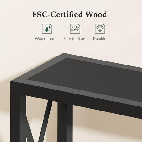 Gewudraw 55.1" Narrow Sofa Table, Console Table with Oulets & USB Ports, Entryway Table, Industrial Couch Table for Hallway, Living Room, Bedroom, 6.5 Feet Power Cord,Black Gewudraw