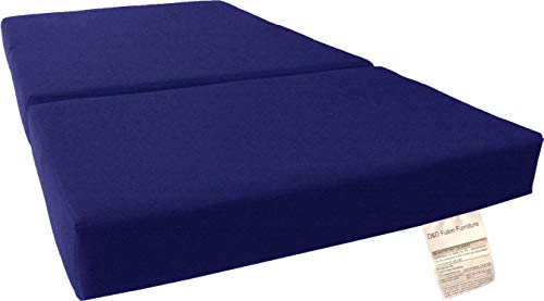 D&D Futon Furniture Shikibuton Trifold Foam Beds, Folding Mattress, Ottoman, Twin Size Royal Blue 75 x 39 x 6 Thick D&D Futon Furniture
