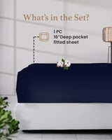 Good Sleep Bedding Twin XL Fitted Sheet - Single Fitted Sheet, 800 Thread Count, Egyptian Cotton Extra Long Twin, 16 Inch Deep Pocket, Soft & Breathable Dorm Sheets - Navy Blue Good Sleep Bedding