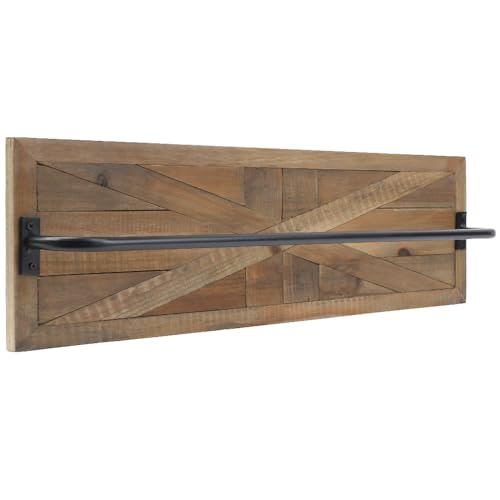 Autumn Alley Rustic Farmhouse Towel Rack – Stunning Barn Wood Farmhouse Bathroom Decor for Wall – Expertly Inlaid Wood with Matte Black Bar for Rustic Bathroom Decor