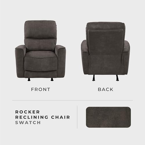 Lexicon Manual Rocker Recliner Chair, Polished Microfiber Manual Reclining Chair with Overstuffed Backrest, Comfy Nursery Recliner for Living Room/Office/Bedroom/Apartment, Easy Assembly, Chocolate