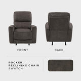 Lexicon Manual Rocker Recliner Chair, Polished Microfiber Manual Reclining Chair with Overstuffed Backrest, Comfy Nursery Recliner for Living Room/Office/Bedroom/Apartment, Easy Assembly, Chocolate