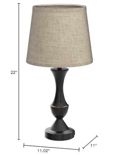 Upgraded Touch Table Lamps Set of 2, 22" Tall Bedside Lamps with USB C+A Ports, 3 Way Dimmable Nightstand Lamps for Bedroom, Living Room, Office, Black Lamps with Beige Lampshade, Bulb Included Luvkczc