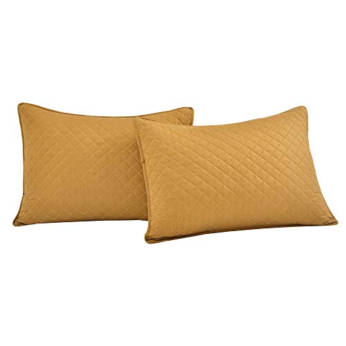 Lush Decor Ava Quilt Diamond Pattern Solid 3 Piece Oversized Bedding Blanket Bedspread Set - Full/Queen - Mustard Lush Decor