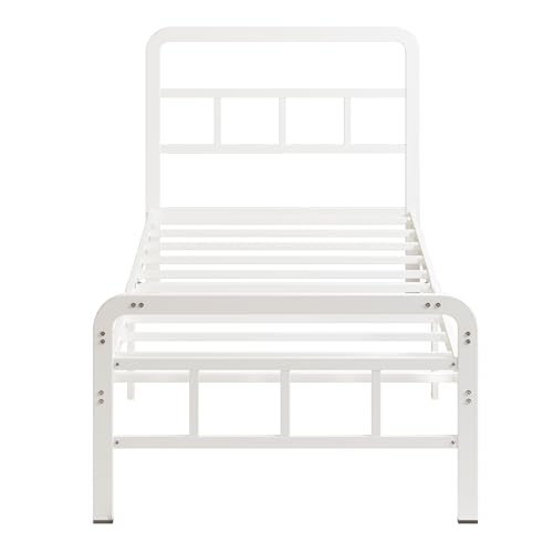 Cieemine 14 Inch White Twin XL Bed Frames with Headboard and Footboard, Heavy Duty Bed Frame Twin XL with Underneath Storage, No Box Spring Needed, Easy Assembly Cieemine