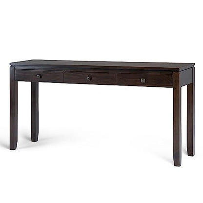 SIMPLIHOME Cosmopolitan SOLID WOOD 60 Inch Wide Contemporary Console Sofa Table in Mahogany Brown, For the Living Room, Entryway and Bedroom - WoodArtSupply