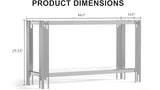 SSLine Modern Luxury Console Table Rectangular Glass Accent Entryway Table for Hallway Living Room, 2-Tier Storage, Silver Stainless Steel Frame Design SSLine