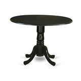 East West Furniture DLBO5-BLK-W 5 Piece Dinette Set for 4 Includes a Round Dining Room Table with Dropleaf and 4 Kitchen Dining Chairs, 42x42 Inch, Black East West Furniture