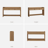 SICOTAS 60" Rattan Console Table for Entryway - Farmhouse Entry Table Sofa Table with 3 Drawers, Narrow TV Console Table with Storage for Living Room, Hallway, Couch, Foyer SICOTAS