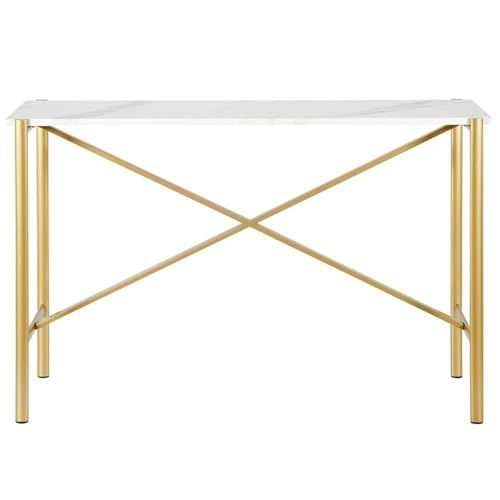 Braxton 46'' Wide Rectangular Console Table with Faux Marble Top in Gold Henn&Hart