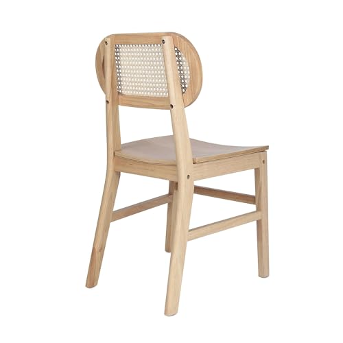 Flash Furniture Jacob Set of 2 Commercial Cane Rattan Dining and Event Chairs with Solid Wood Frame and Seat, Natural Flash Furniture