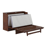 AFI, Tucson Queen Wood Murphy Bed Chest with 6" Mattress, Storage Drawer & Built-in USB Charger, Walnut AFI