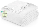 Utopia Bedding White 100% Cotton Blanket [Full Size - 90x84 Inch] 350GSM Lightweight, Soft and Breathable Thermal Blanket for All Seasons Utopia Bedding