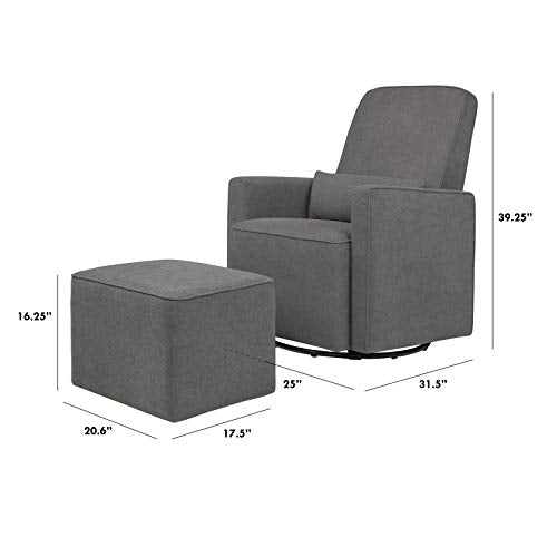 DaVinci Olive Upholstered Swivel Glider with Bonus Ottoman in Dark Grey, Greenguard Gold & CertiPUR-US Certified DaVinci