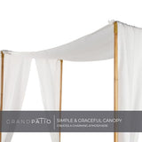 Grand patio Outdoor Loveseat with Canopy, Metal Patio Loveseat Sofa with Thick Cushion, Tropical-style Patio Furniture Featuring Imitation Bamboo Finish, White Grand patio