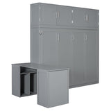 MaiDeHaoo Horizontal Queen Size Murphy Bed with Desk and Storage Drawers, Space Saving Wood Folding Wall Bed with Storage Shelves and Cabinets, Gray MaiDeHaoo