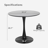 JETEAGO Dining Table and Chair Set 31.5" Black Round Table&2 Boucle Upholstered Chairs for Kitchen Dining Room Small Space 3 Piece Dining Table and Chair Set (Black) JETEAGO