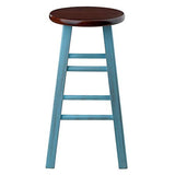Winsome Wood Ivy model name Stool 13.4 x 13.4 x 24.2" Rustic Light Blue/Walnut Winsome
