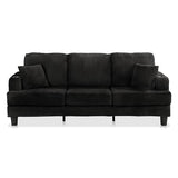 HOMES: Inside + Out Reese Modern Plush Chenille Couch with Side Pockets, Cup Holders and USB Ports, Wooden Comfortable Sofa for Living Room, Bedroom and Office, Black HOMES: INSIDE + OUT