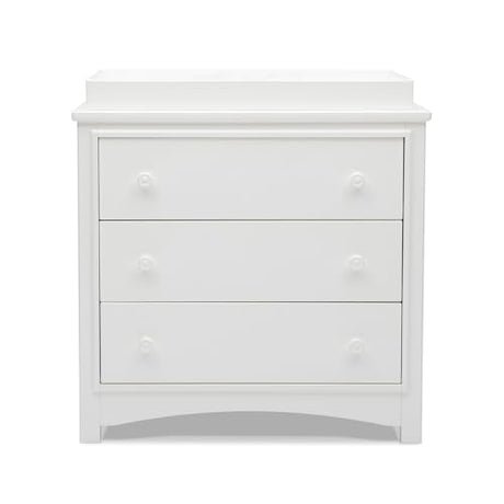 Delta Children Perry 3 Drawer Dresser with Changing Top and Interlocking Drawers, Bianca White Delta Children