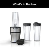 Ninja BN301 Nutri-Blender Plus Compact Personal Blender, 900-Peak-Watt Motor, Frozen Drinks, Smoothies, Sauces & More, (3) 20 oz. To-Go Cups, (2) Spout-Lids (1) Storage-Lid, Dishwasher Safe, Silver Ninja
