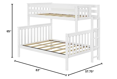 Max & Lily Bunk Bed, Twin-Over-Full Bed Frame for Kids with Ladder on End, White Max & Lily