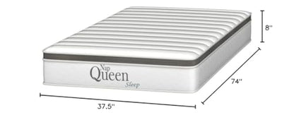 NapQueen 8 Inch Maxima Hybrid Mattress, Twin Size, Cooling Gel Infused Memory Foam and Innerspring Mattress, Bed in a Box,White & Gray